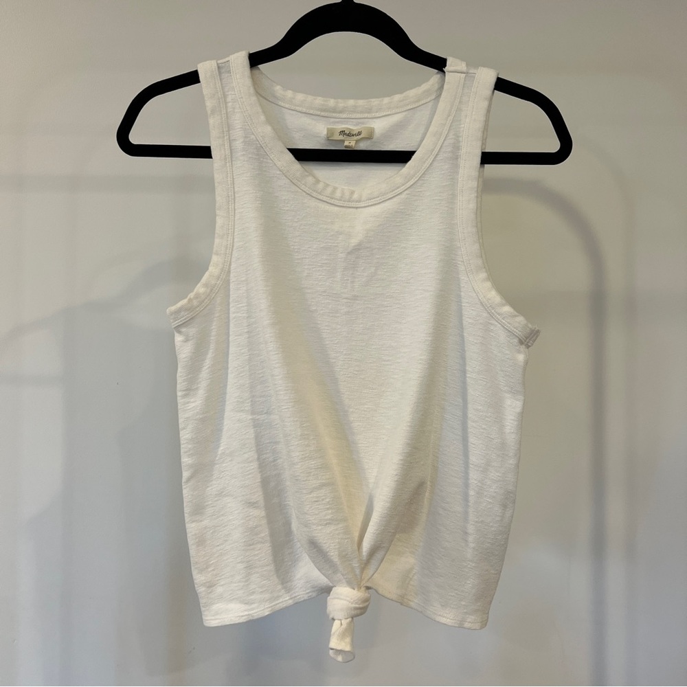 Madewell White Tie Front Tank Top